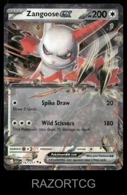 ZANGOOSE EX 167/217 DOUBLE RARE ASCENDED HEROES POKEMON NM/M - Image 2