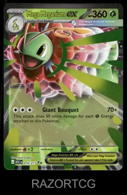 MEGA MEGANIUM EX 010/217 DOUBLE RARE ASCENDED HEROES POKEMON NM/M - Image 2