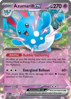 AZUMARILL EX 084/217 DOUBLE RARE ASCENDED HEROES POKEMON NM/M - Image 1