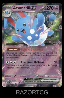AZUMARILL EX 084/217 DOUBLE RARE ASCENDED HEROES POKEMON NM/M - Image 2