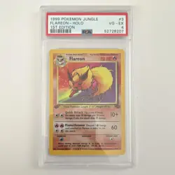 1999 Pokemon Jungle Flareon Holo Rare 1st Edition 3/64 PSA 4 - Image 1