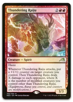 Thundering Raiju #166 (Foil) (NM) Kamigawa Neon Dynasty NEO Magic MTG - Image 1
