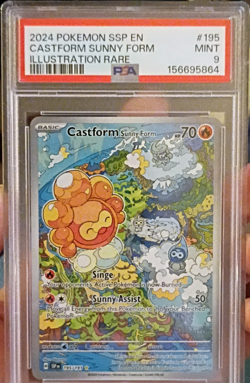 The Pokemon Company 2024 Pokemon SSP Castform Sunny Form Holo IR 195/191 PSA 9 - Image 1