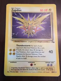 Zapdos (30) 30/62 Fossil Rare Unlimited Pokemon TCG HP - Image 1