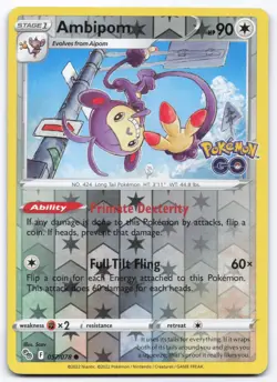 Pokemon TCG Ambipom 057/078 Reverse Holo Pokemon Go NM - Image 1