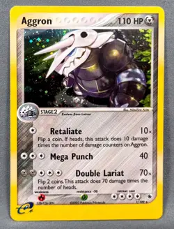 NM Aggron 1/109 Holo Rare Ruby & Sapphire Pokemon Mitsuhiro Arita Minor Swirl - Image 1