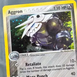 NM Aggron 1/109 Holo Rare Ruby & Sapphire Pokemon Mitsuhiro Arita Minor Swirl - Image 3