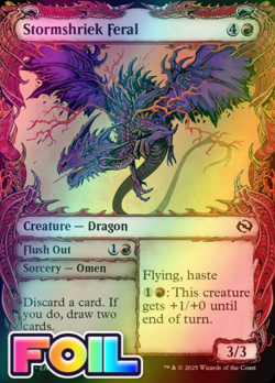 x1 Stormshriek Feral / Flush Out TDM Dragonstorm MTG 304 FOIL SHOWCASE 1x - Image 1