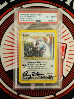 PSA Pokemon Card Lugia 9/111 Holo Rare Neo Genesis Amy Birnbaum Signed Autograph - Image 1