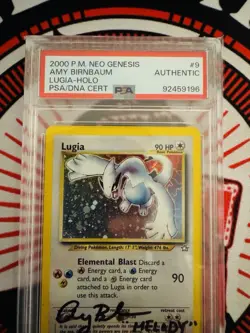 PSA Pokemon Card Lugia 9/111 Holo Rare Neo Genesis Amy Birnbaum Signed Autograph - Image 3