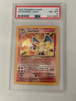 1999 Pokemon Unlimited Charizard HOLO Rare #4 PSA 8 NM-MT - Image 1