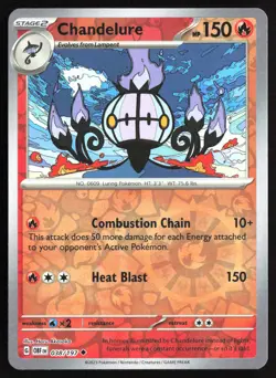 Pokemon TCG - Chandelure Reverse Holo SV03: Obsidian Flames 038/197 NM - Image 1