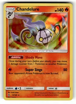 Chandelure 13/145 Holo Rare Guardians Rising Holo Pokemon Lightly Played - Image 1