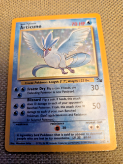 Pokemon Articuno Holo Rare Fossil Set 2/62 70 HP 1999 Ungraded One Owner - Image 2