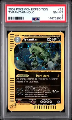 2002 POKEMON EXPEDITION #29 TYRANITAR-HOLO PSA 8 - Image 1