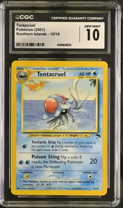 2001 Pokemon Southern Islands Tentacruel #10/18 CGC 10 GEM MINT - Image 1