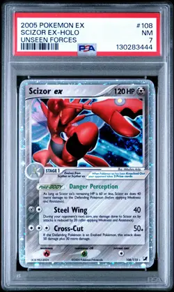 Pokemon TCG Scizor ex 108/115 Unseen Forces PSA 7 - Image 1