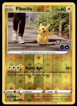Pikachu 027/078 Common Pokemon GO Pokemon Reverse Holo Lightly Played - Image 1
