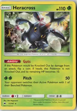 Heracross 11/147 Rare Burning Shadows Pokemon Near Mint - Image 1