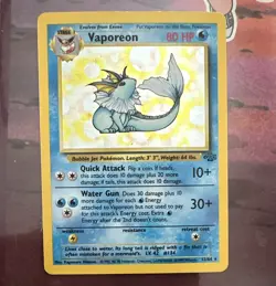 Wizards Vaporeon Unlimited Holo Rare 12/64 Jungle 80 HP English 1999 - Image 1