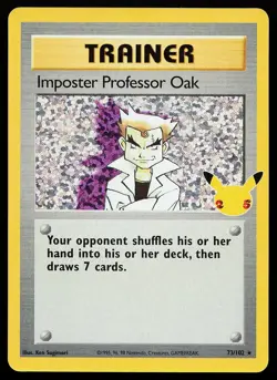 Imposter Professor Oak 73/102 Holo Celebrations Classic Collection Pokemon Card - Image 1