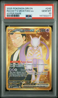 2025 POKEMON DRI EN-DESTINED RIVALS HYPER RARE TEAM ROCKET'S MEWTWO EX PSA 10 - Image 1