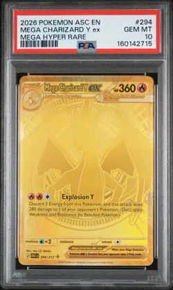 Mega Charizard Y EX 294/217 Me: Ascended Heroes Holo Mega Hyper Rare PSA 10 - Image 1