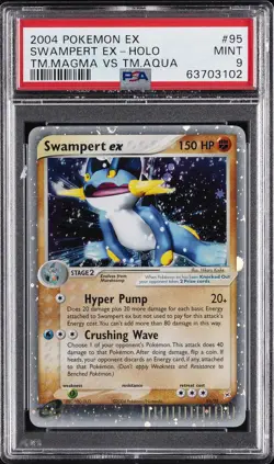 2004 POKEMON EX TEAM MAGMA VS TEAM AQUA #95 SWAMPERT EX-HOLO PSA 9 - Image 1