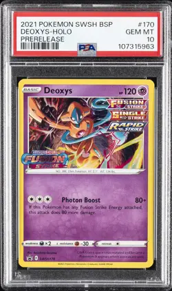2021 POKEMON SWSH BLACK STAR PROMO PRERELEASE #170 DEOXYS-HOLO PSA 10 - Image 1