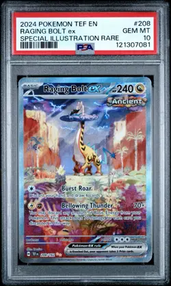 Pokemon Raging Bolt ex 208/162 Temporal Forces Special Illustration PSA 10 - Image 1