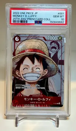 One Piece Monkey D. Luffy P-001 25th Anniversary Collection - PSA 10 Jap - Image 1