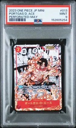 2023 ONE PIECE JAPANESE SAIKYO JUMP MINI PROMOS #013 PORTGAS D. ACE PSA 9 - Image 1