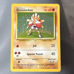 Pokemon Hitmonchan 7/102 Base Set Holo Rare 70 HP Basic Wizards English TCG Card - Image 1
