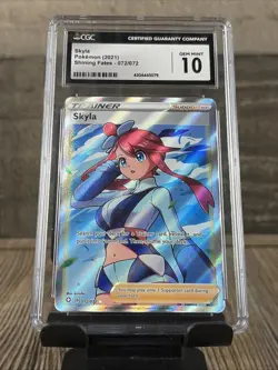 Pokemon 2021 Skyla Trainer Full Art Shining Fates 072/072 Trading Card CGC 10 - Image 1