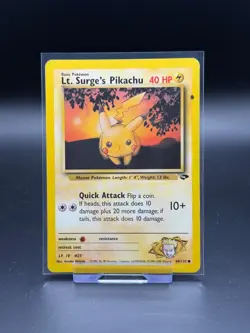 Lt. Surge's Pikachu 84/132 Gym Challenge HP/Damaged Pokemon Card TCG Vintage - Image 1