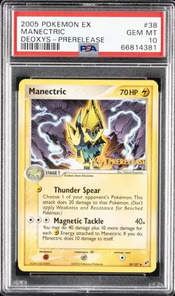 2005 POKEMON EX DEOXYS PRERELEASE #38 MANECTRIC PSA 10 - Image 1