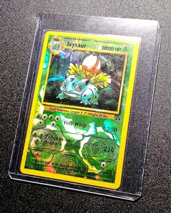 WOTC Vintage Pokemon Base Set Ivysaur Vending Machine Sticker card ROSE 🌹 HOLO - Image 2