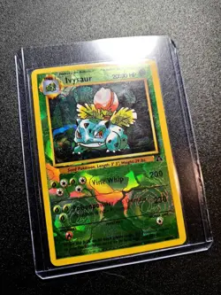 WOTC Vintage Pokemon Base Set Ivysaur Vending Machine Sticker card ROSE 🌹 HOLO - Image 3