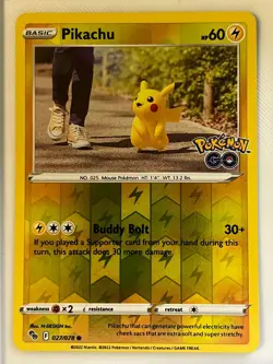 Pikachu 027/078 Common Pokemon GO Pokemon Reverse Holo Near Mint - Image 1