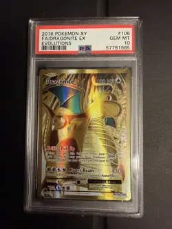 2016 Pokemon XY Evolutions Dragonite EX Full Art #106 PSA 10 GEM MINT - Image 1