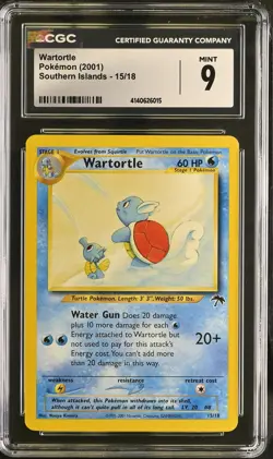 2001 Pokemon Southern Islands Wartortle #15/18 CGC 9 MINT - Image 1