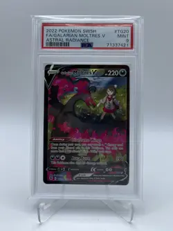 POKEMON 2022 Astral Radiance Full Art GALARIAN MOLTRES V #TG20 PSA 9 Mint RARE - Image 1