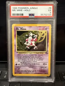 1999 POKEMON JUNGLE #6 MR. MIME-HOLO PSA 5 - Image 1