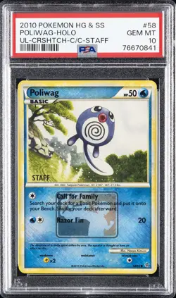 2010 POKEMON HEARTGOLD & SOULSILVER UNLEASHED #58 POLIWAG-HOLO PSA 10 - Image 1