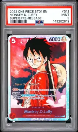 2022 ONE PIECE ST01-012 MONKEY D. LUFFY SUPER PRE-RELEASE PSA 9 MINT - Image 1