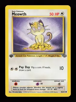 Meowth 56/64 Common Jungle 1st Edition Pokemon Card - Image 1