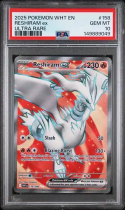 PSA 10 Gem Mint Reshiram EX #158 Pokemon TCG 2025 WHT EN - Image 1