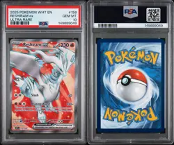 PSA 10 Gem Mint Reshiram EX #158 Pokemon TCG 2025 WHT EN - Image 3