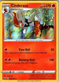 Cinderace 035/202 Sword & Shield Pokemon Holo Near Mint - Image 1