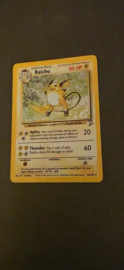 Raichu - 16/130 - Pokemon Base Set 2 Holo Rare Card WOTC MP/LP - Image 1